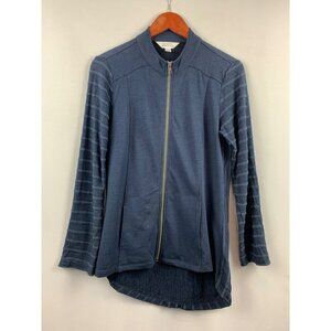 Market & Spruce Womens Small Blue Striped Long-Sleeve Zip Jacket With Pockets